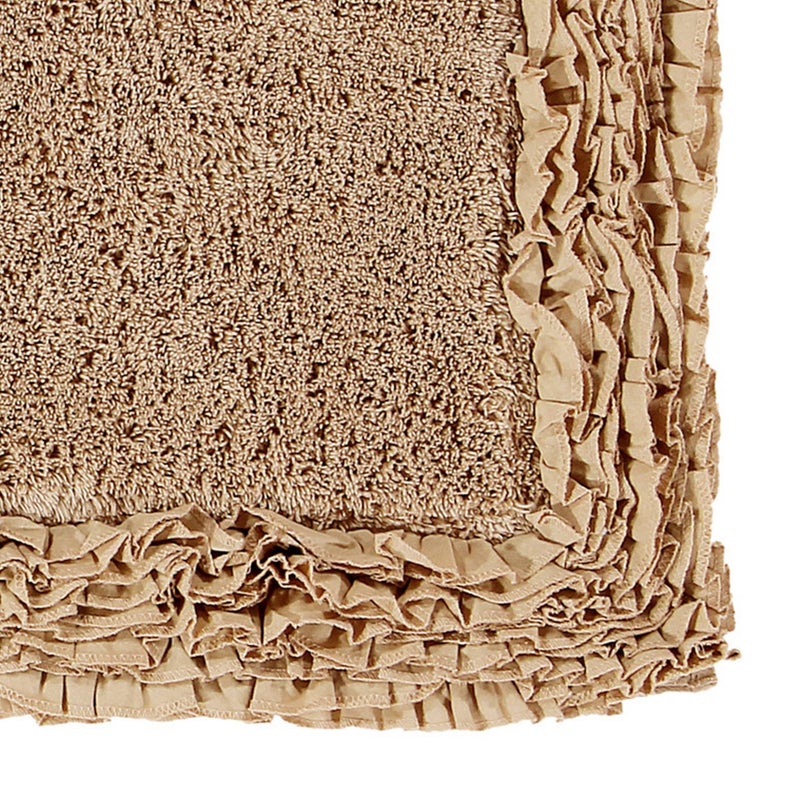 Better Trends Premium Bathroom 30â€ Round Mat 100% Cotton, Water Absorbent Non-Slip Backing, Machine Washable for Bathroom, Tub, and Shower Use, Beige Shaggy Border Collection - Image 3